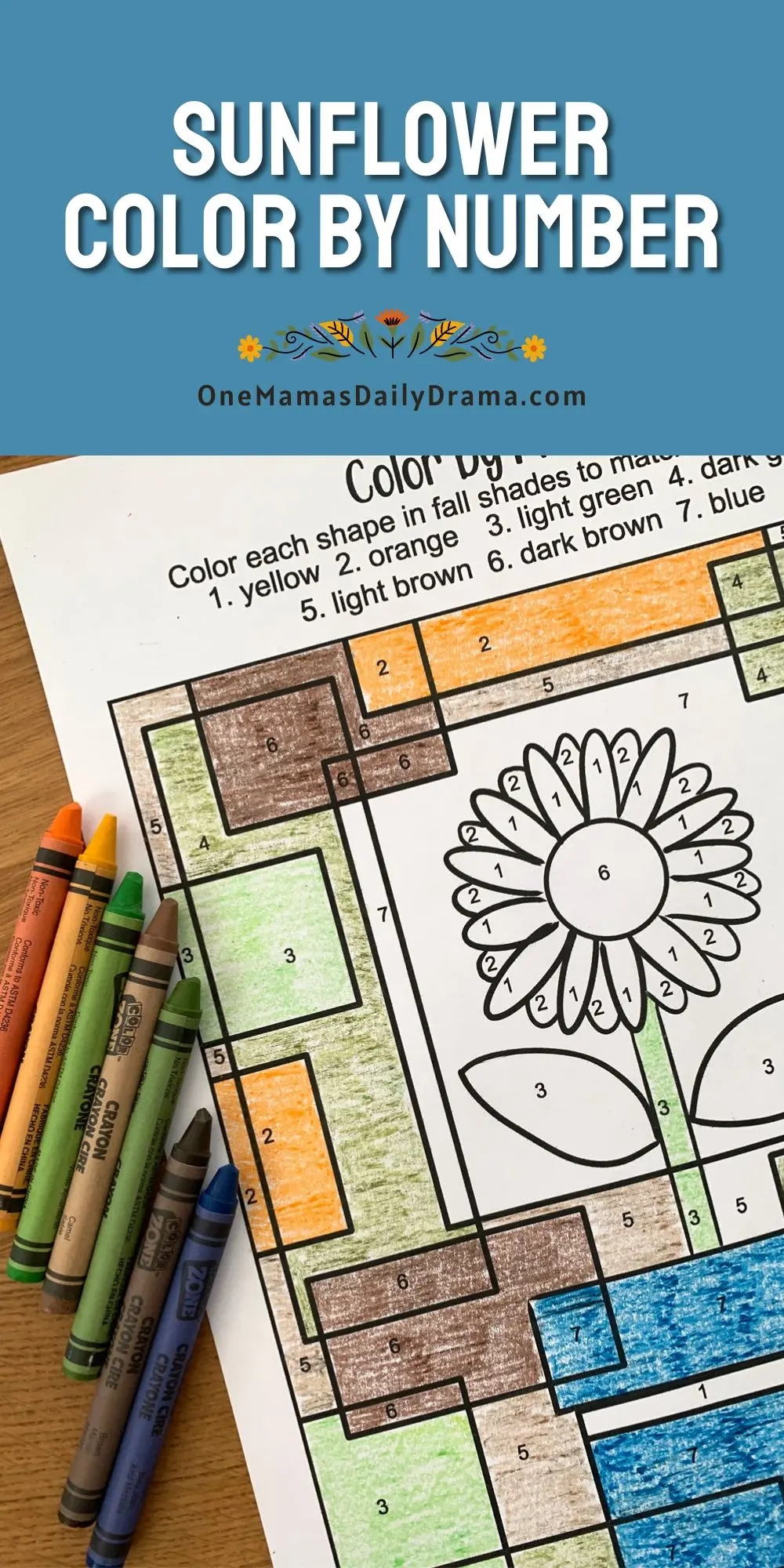 Fall Color By Number Printable Kids Worksheet