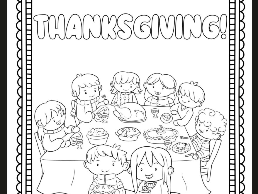 Family Thanksgiving Meal Coloring Page Free Printable The Art Kit