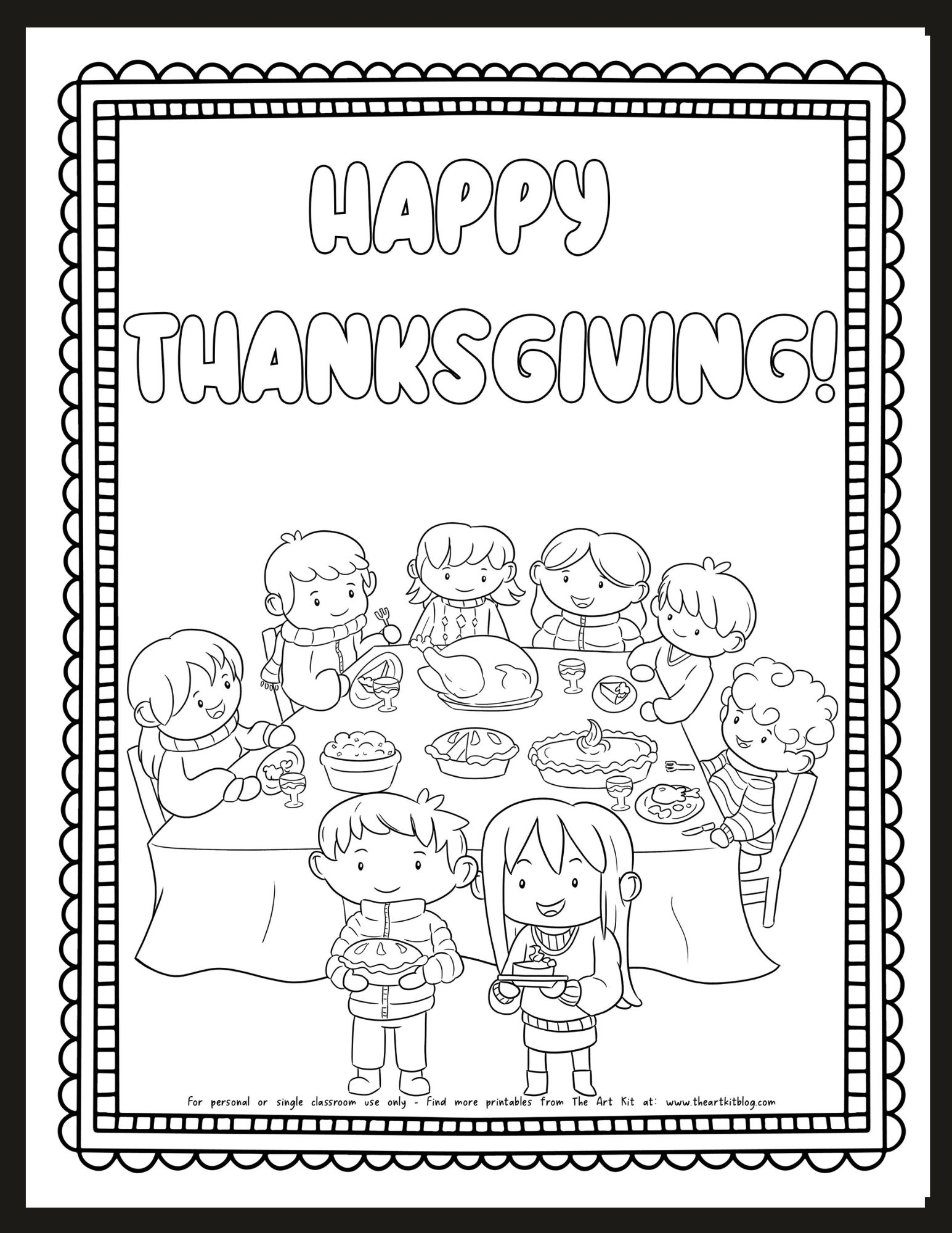 Family Thanksgiving Meal Coloring Page Free Printable The Art Kit Family Thanksgiving Meal Coloring Page Free Printable The Art Kit