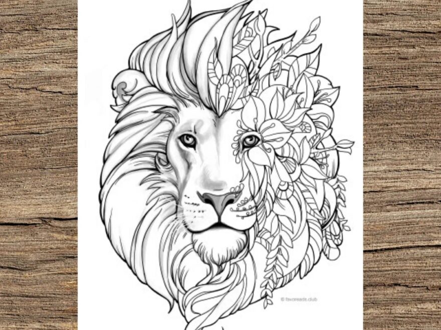 Fantasy Lion Printable Adult Coloring Page From Favoreads coloring Book Pages For Adults And Kids Coloring Sheets Coloring Designs Etsy