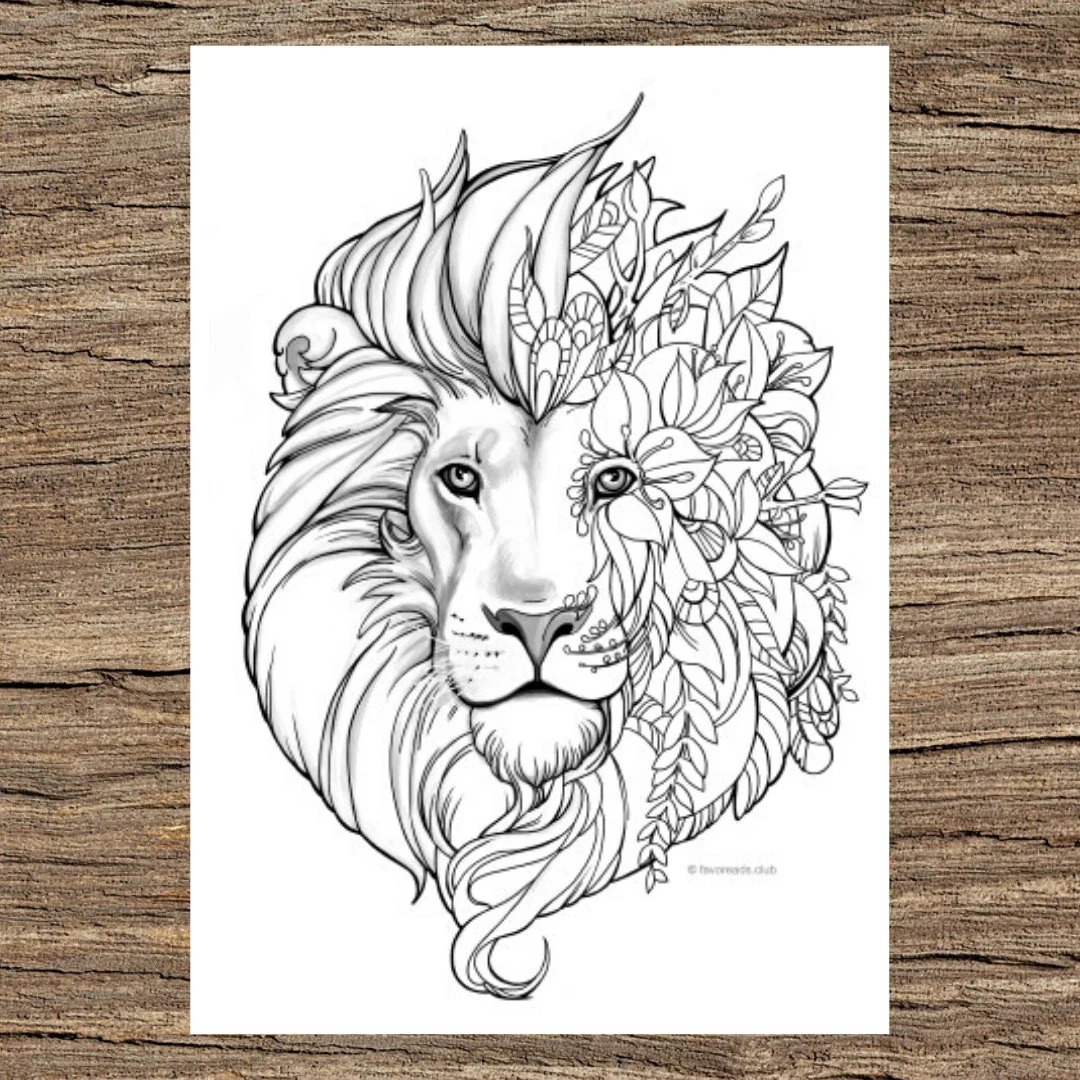 Fantasy Lion Printable Adult Coloring Page From Favoreads coloring Book Pages For Adults And Kids Coloring Sheets Coloring Designs Etsy