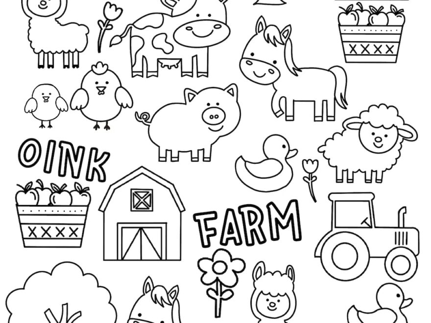 Farm Animals Coloring Page Animals Coloring Page farm Animal Coloring Book Page Animal Coloring Farm Page kids Farm Coloring Pages Etsy