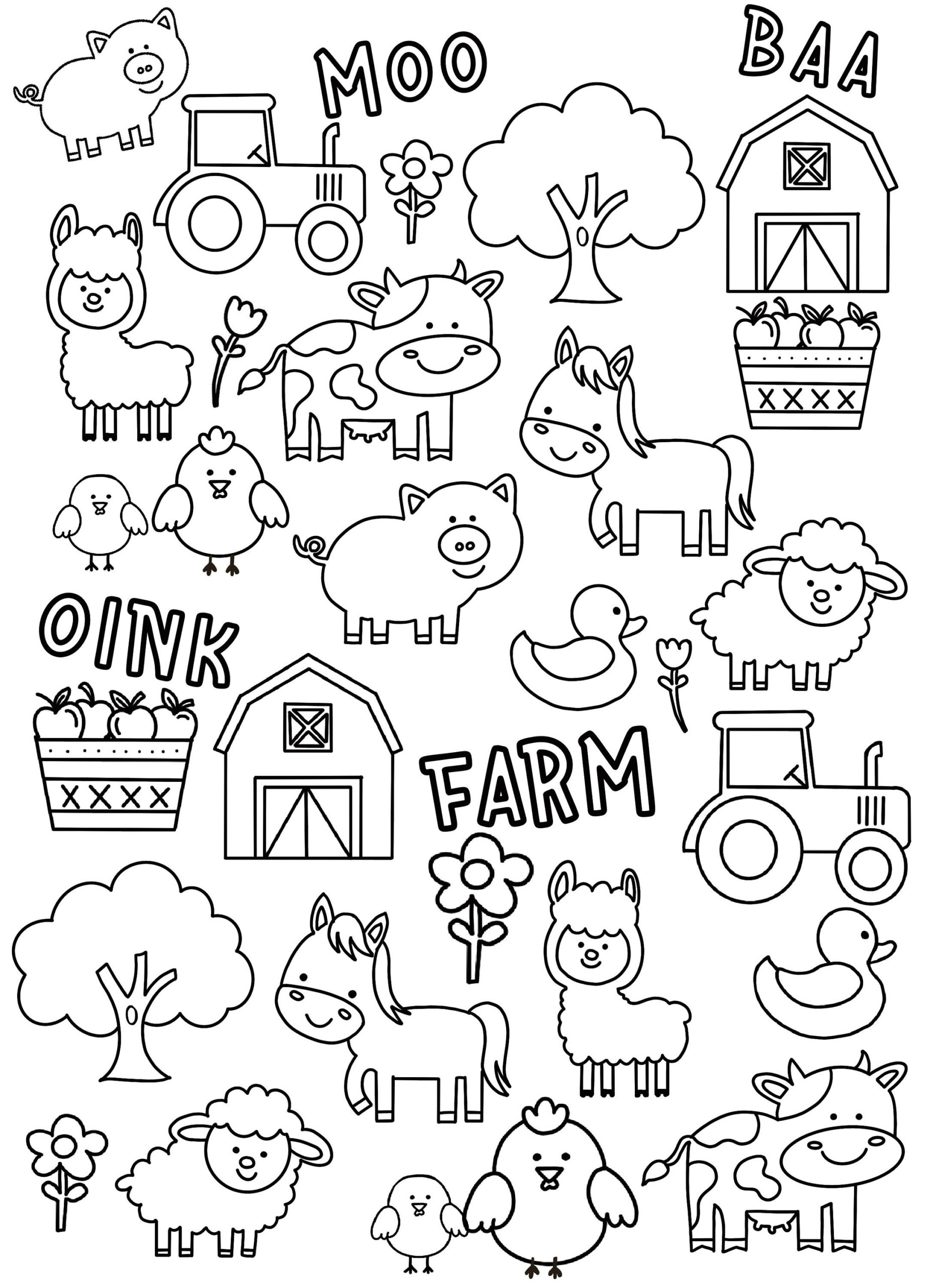 Simple Farm Animal Coloring Pages Simple Farm Animal Coloring Pages