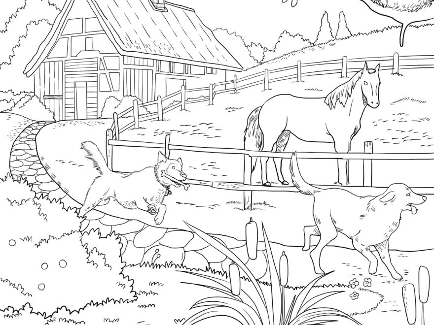 Farm Dog Printable Adult Coloring Page From Manila Shine coloring Book Pages For Adults And Kids Coloring Sheets Coloring Designs Etsy