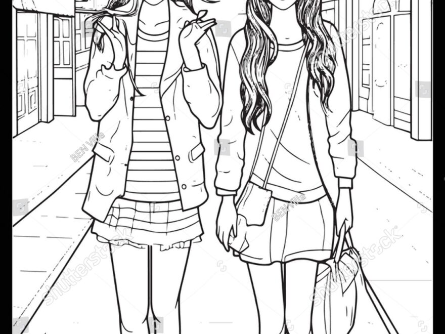 Fashion Coloring Pages Girls Stock Vector Royalty Free 2294716741 Shutterstock