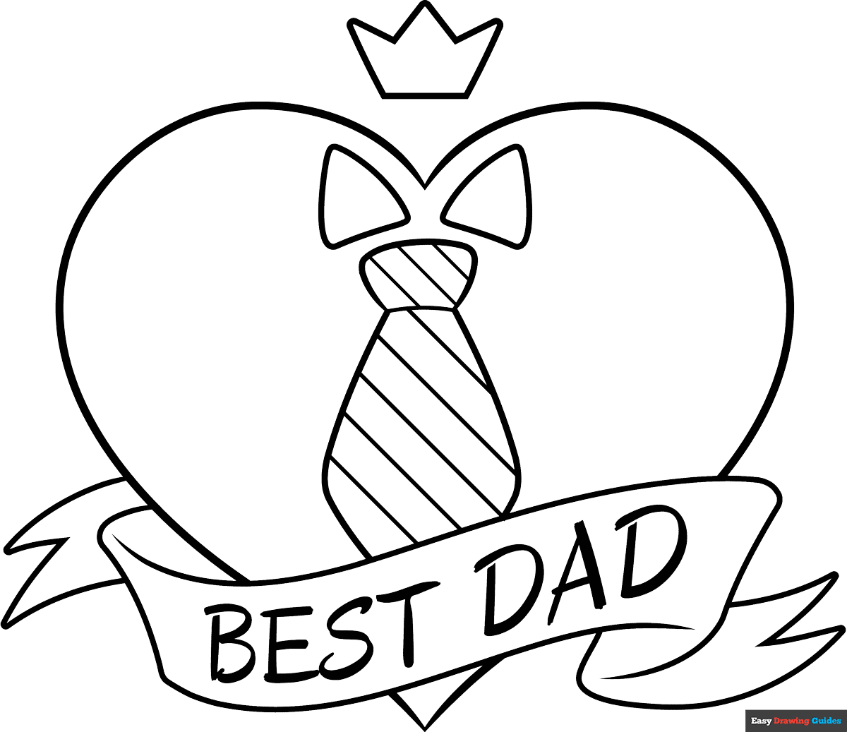 Father s Day Heart Coloring Page Easy Drawing Guides
