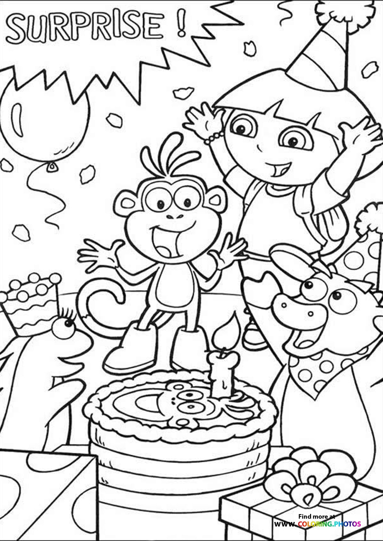 Finding Dora Birthday Party Coloring Pages For Kids Finding Dora Birthday Party Coloring Pages For Kids