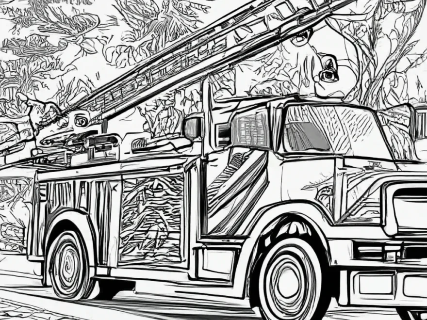 Fire Truck Coloring Page For Adults On Craiyon
