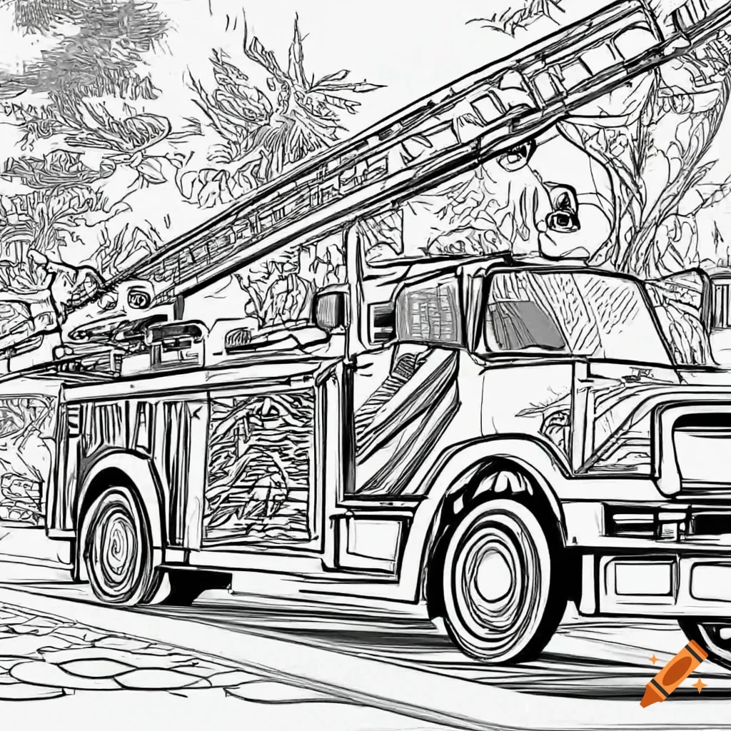 Fire Truck Coloring Page For Adults On Craiyon Fire Truck Coloring Page For Adults On Craiyon