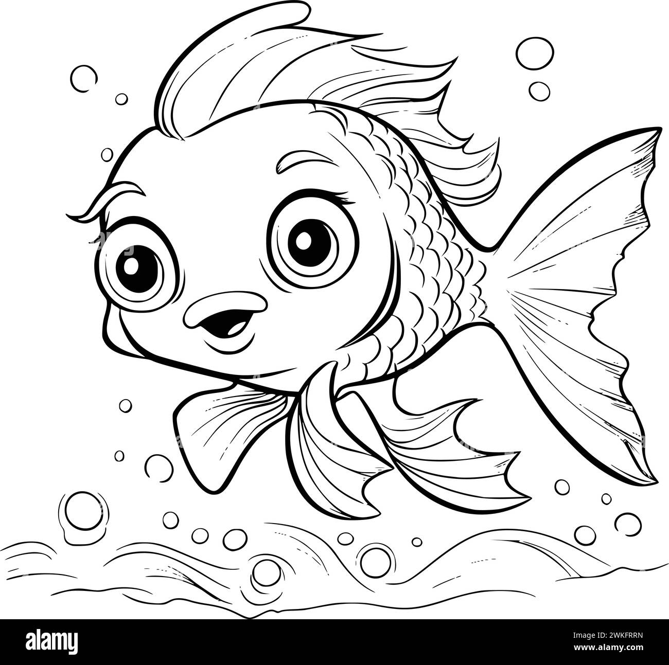 Fish Coloring Page Drawing For Kids Cut Out Stock Images Pictures Alamy