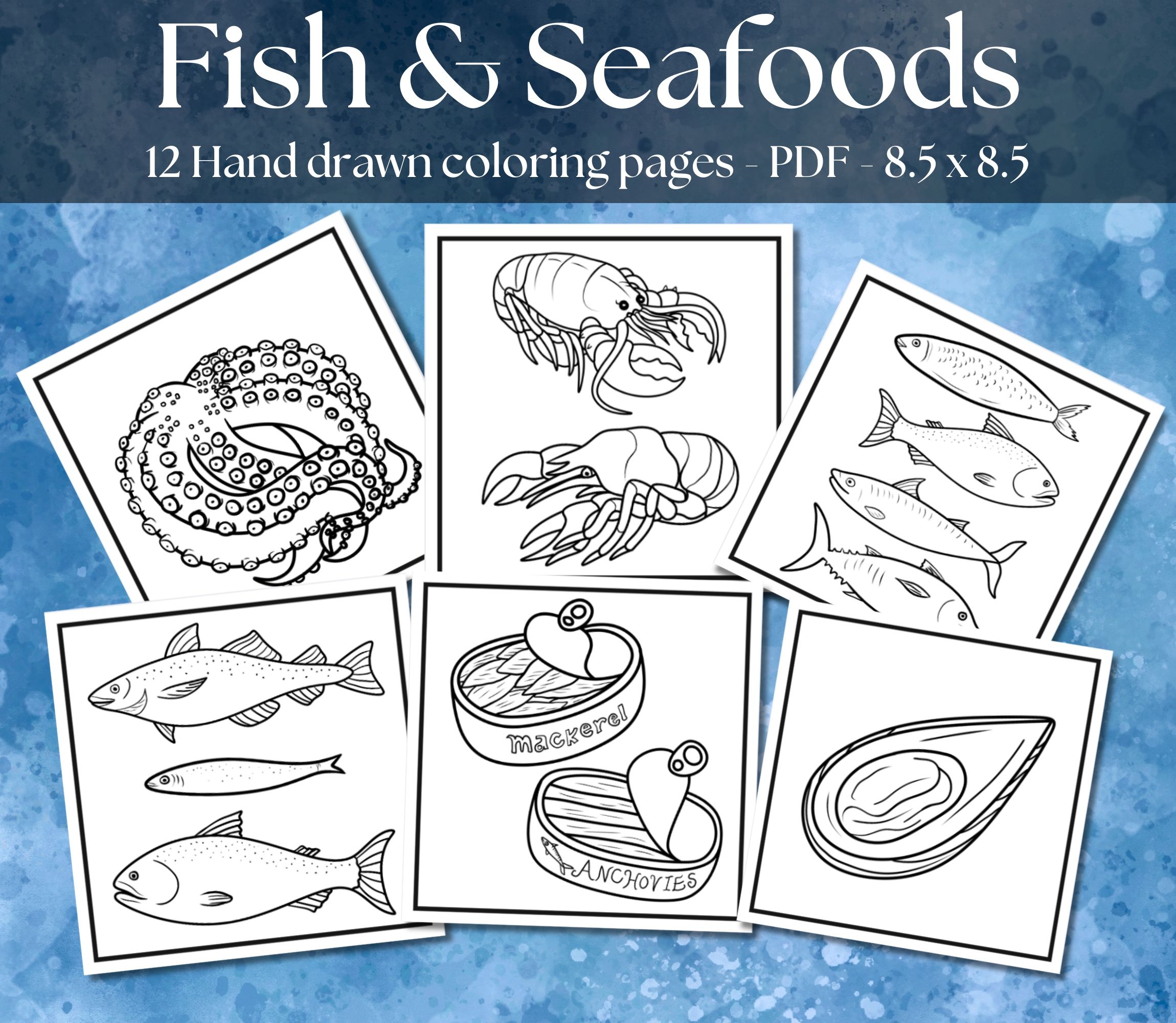 Fish Seafood Coloring Pages PDF Draw My Recipes Fish Seafood Coloring Pages PDF Draw My Recipes