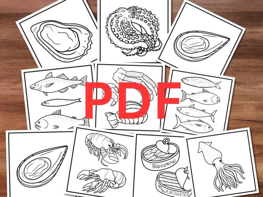 Fish Seafood Coloring Pages PDF Draw My Recipes