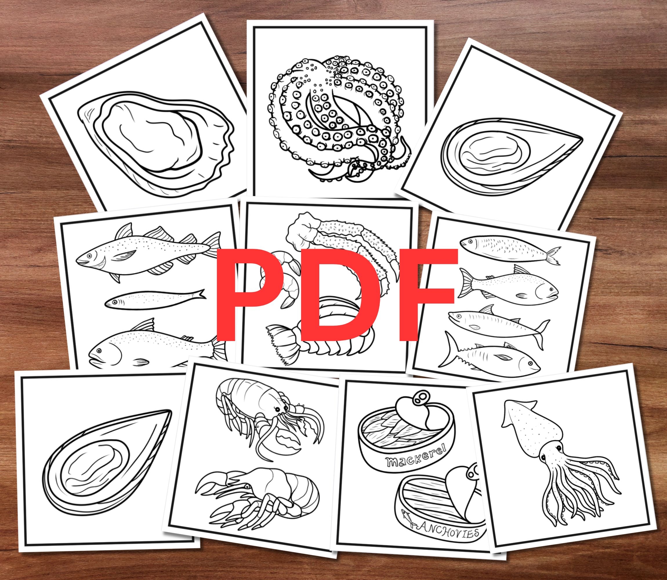 Fish Seafood Coloring Pages PDF Draw My Recipes Fish Seafood Coloring Pages PDF Draw My Recipes