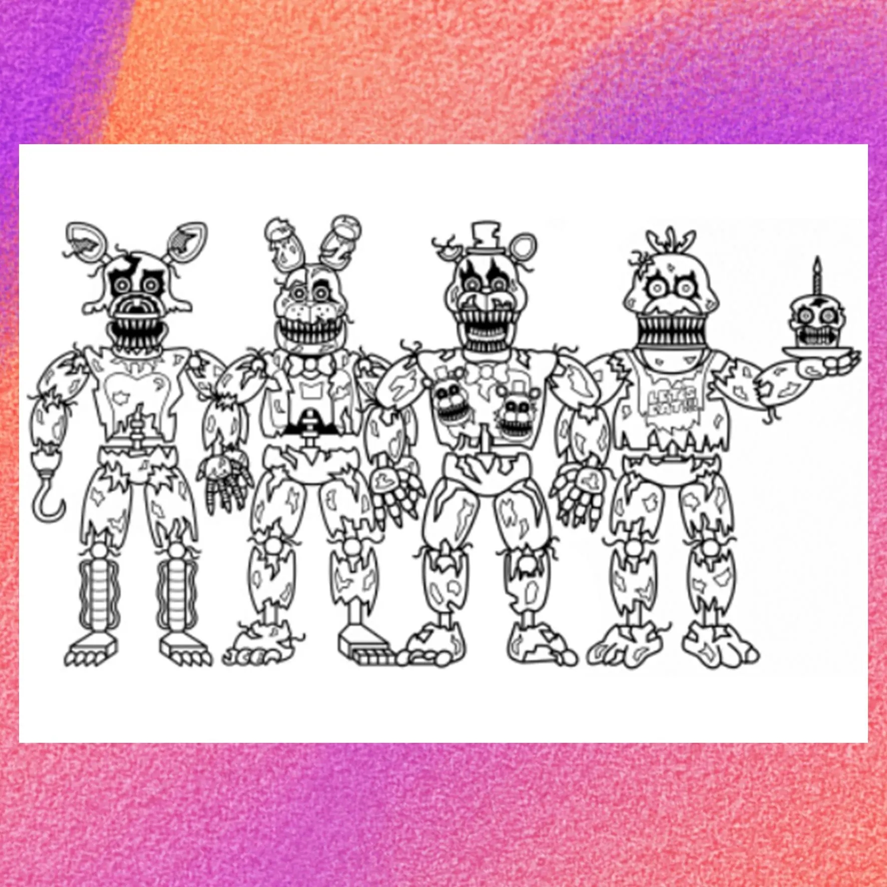Five Nights Coloring Page 1 PNG And 1 PDF A4 Size For Personal Use Only Etsy
