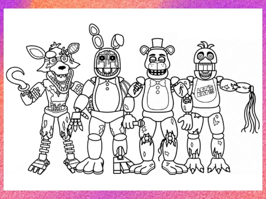 Five Nights Coloring Page 1 PNG And 1 PDF A4 Size For Personal Use Only Etsy