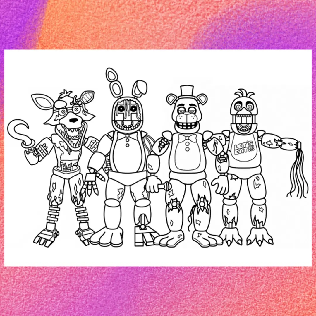 Five Nights Coloring Page 1 PNG And 1 PDF A4 Size For Personal Use Only Etsy