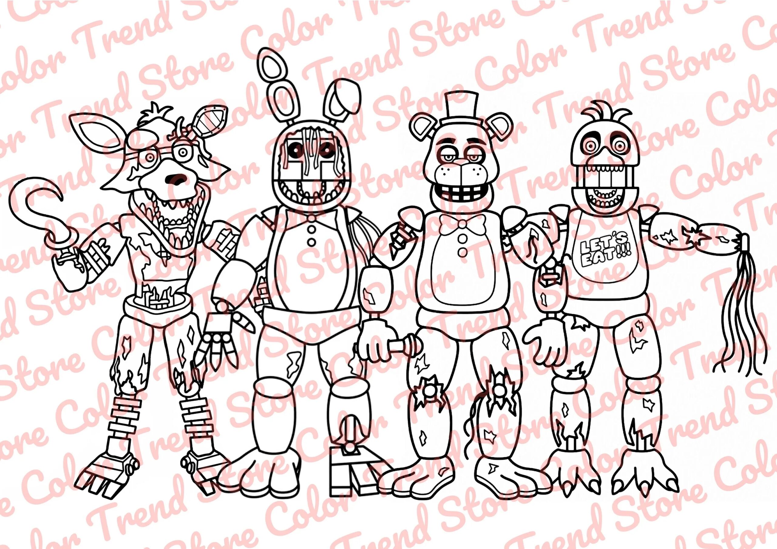 Five Nights Coloring Page 1 PNG And 1 PDF A4 Size For Personal Use Only Etsy