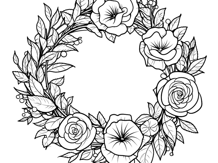Flower Wreath Coloring Pages Free Printable