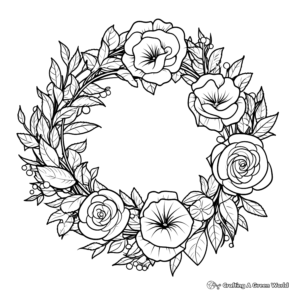 Flower Wreath Coloring Pages Free Printable Flower Wreath Coloring Pages Free Printable