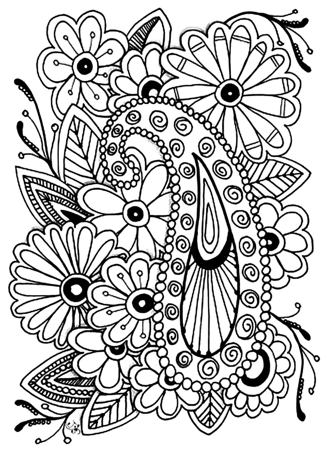 Flowers Paisley Flowers Vegetation Coloring Pages For Adults