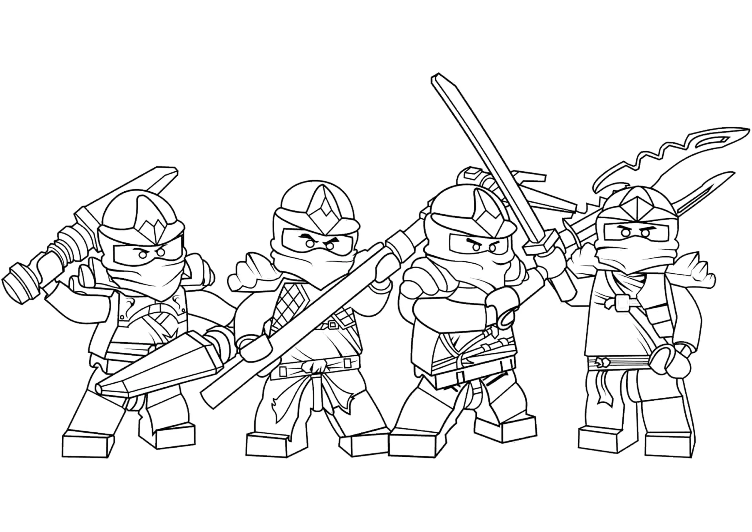 Four Lego Ninjago Characters Ninjago Coloring Pages Four Lego Ninjago Characters Ninjago Coloring Pages