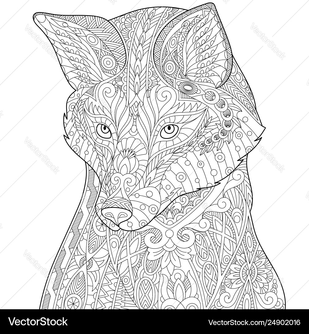 Zentangle Coloring Pages Fox