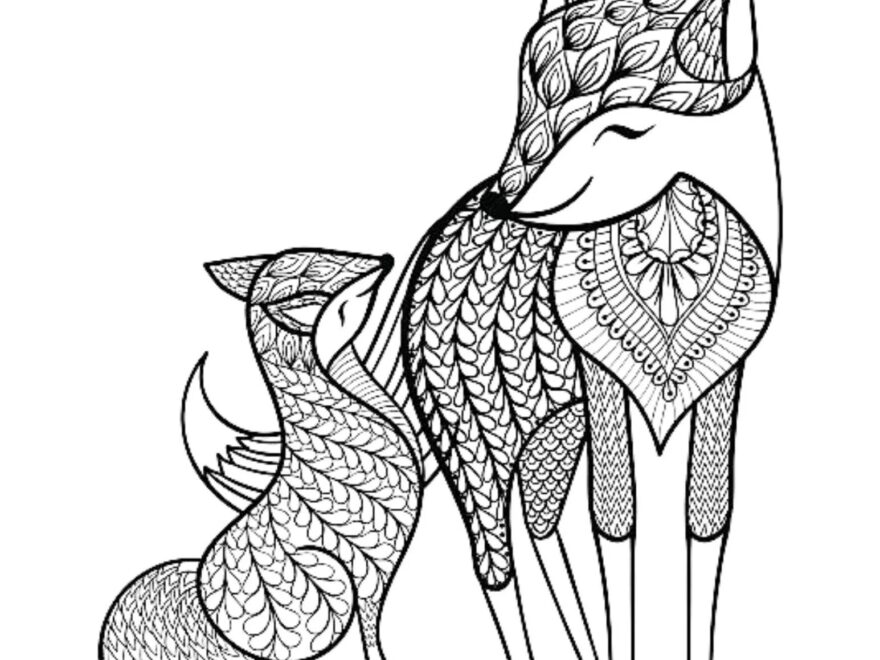 Fox Mandala Coloring Page Color Family Animals Draw Drawing Paper Digital File Download Adult Kids Education Art Project School Work Etsy