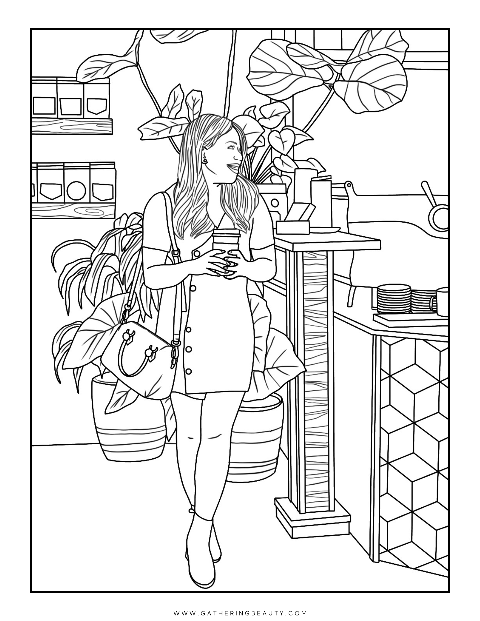 Free Colouring Pages Of People For Adults Gathering Beauty