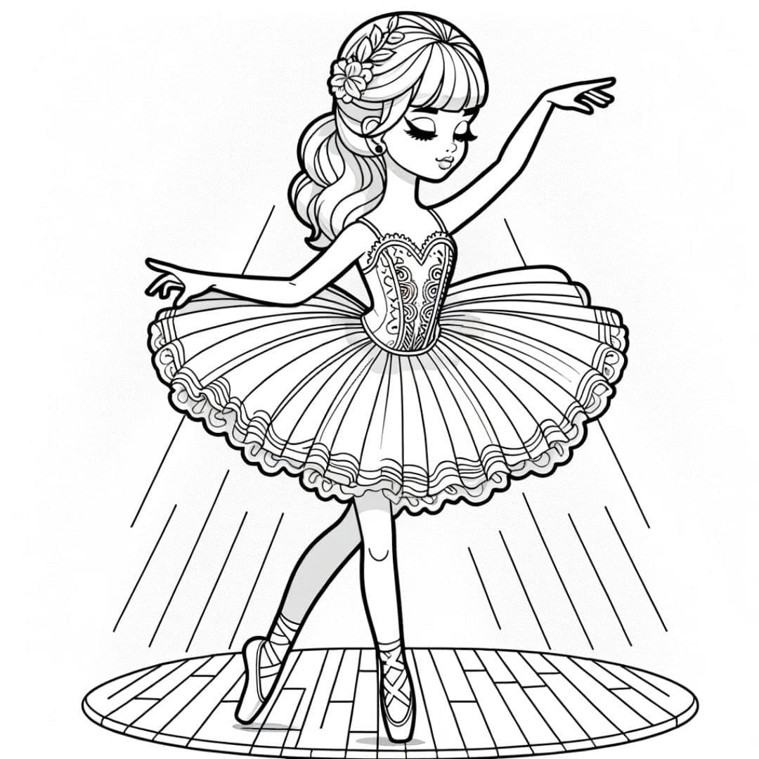 Free Drawing Coloring Barbie Star Dancer On Stage Free Drawing Coloring Barbie Star Dancer On Stage