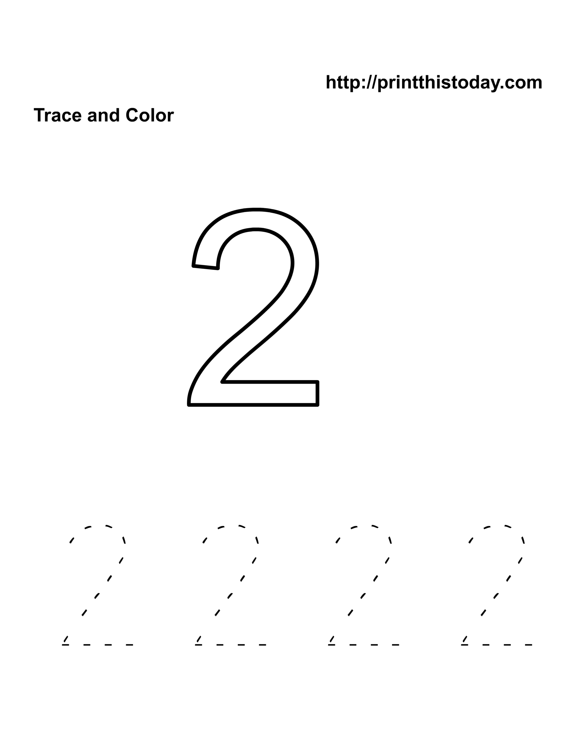 Free Printable Number 2 Coloring Pages