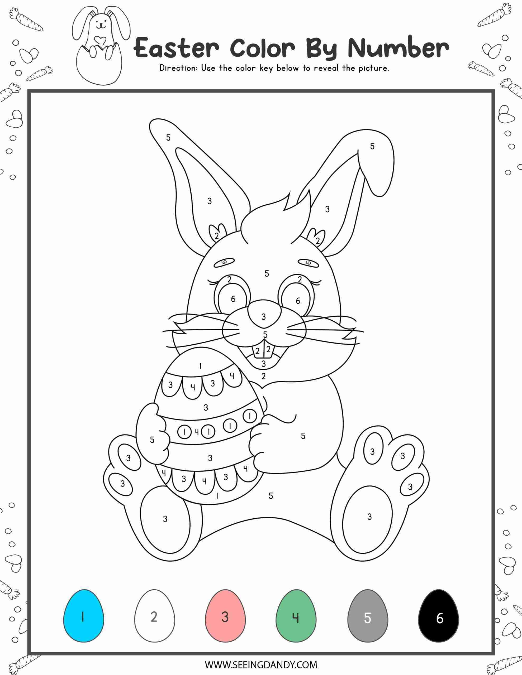 Free Printable Easter Color By Number Coloring Pages Seeing Dandy Blog