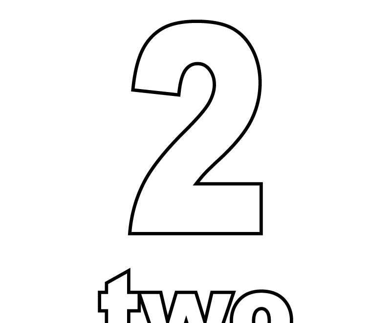 Free Printable Number Two Coloring Page