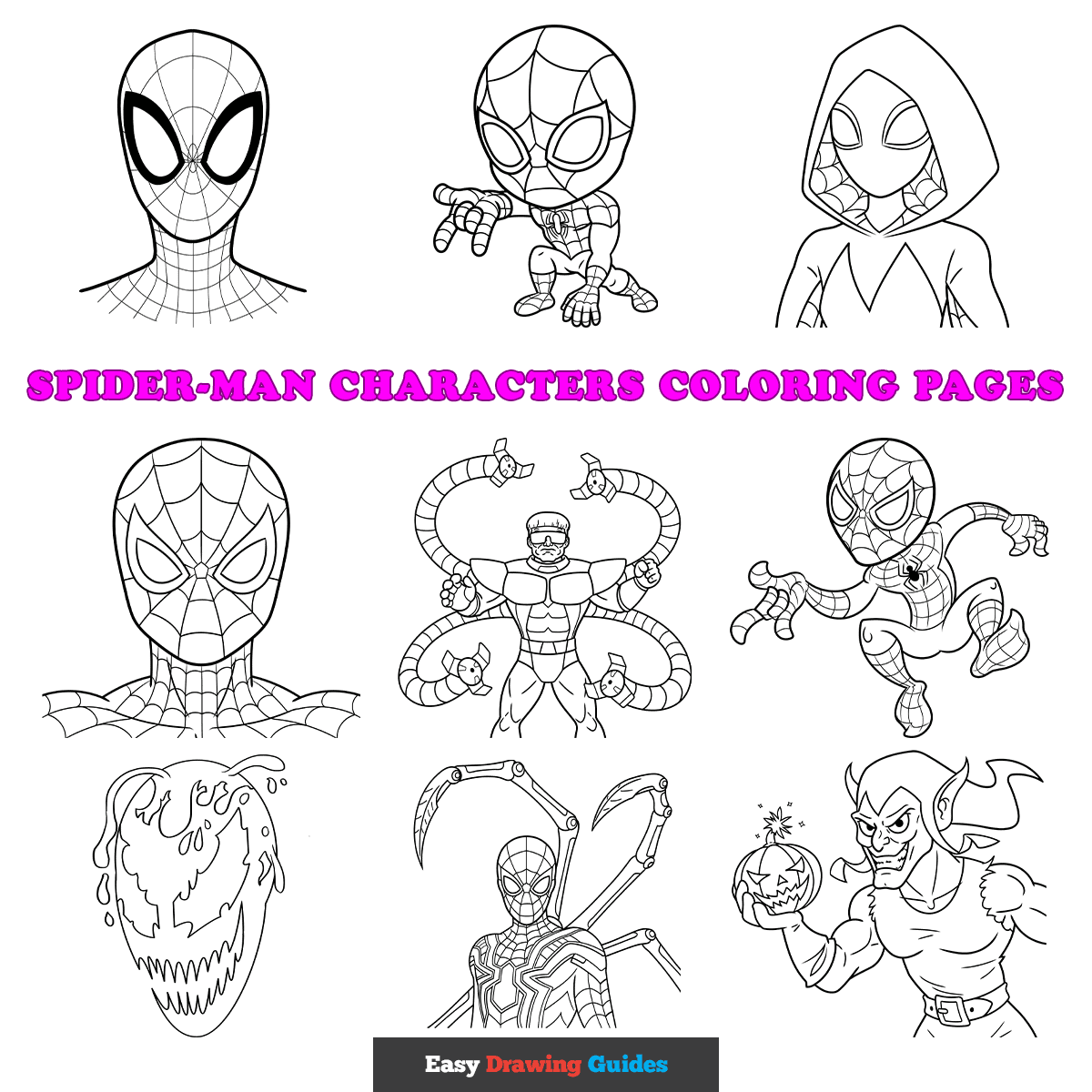 Free Spider Man Characters Coloring Pages For Kids 12 Printable Sheets