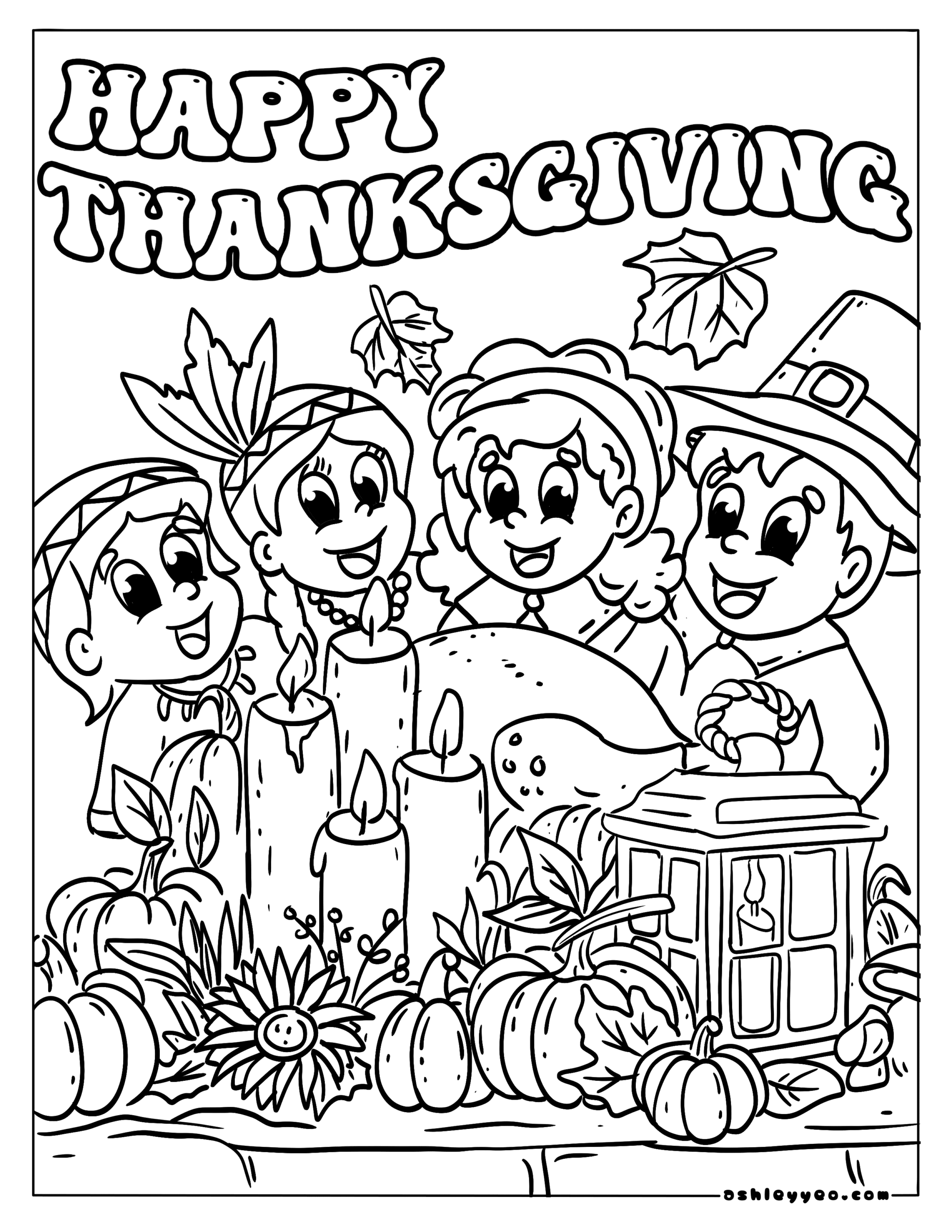 Free Thanksgiving Coloring Pages For Kids Ashley Yeo