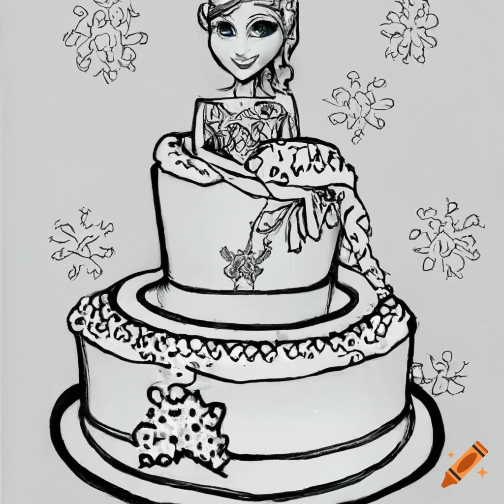 Frozen Cake Coloring Page On Craiyon