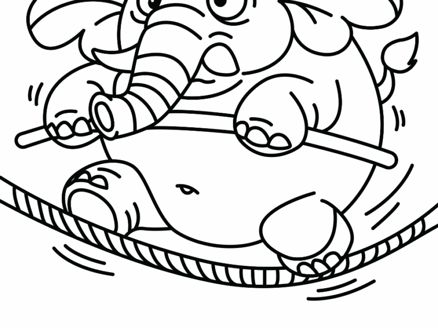 Funny Elephant On Rope Coloring Page InnerSophist Coloring