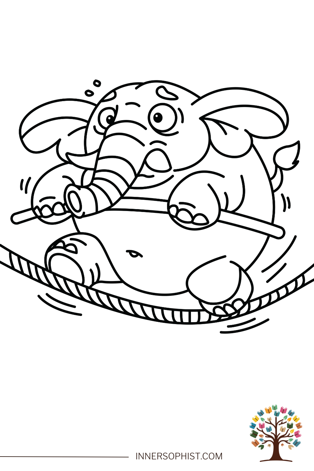 Funny Elephant On Rope Coloring Page InnerSophist Coloring Funny Elephant On Rope Coloring Page InnerSophist Coloring