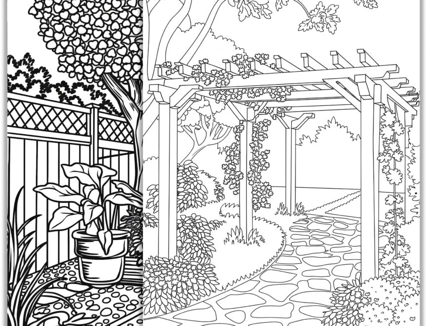 Garden Coloring Page Printable Floral Paradise For Kids Adults Relaxing Nature themed Activity Etsy