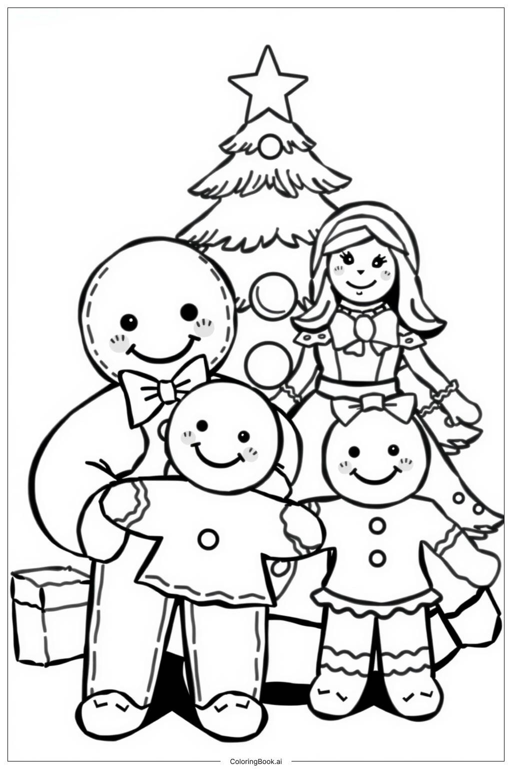 Gingerbread Family Christmas Picture Coloring Page Free PDF PNG Printable Gingerbread Family Christmas Picture Coloring Page Free PDF PNG Printable