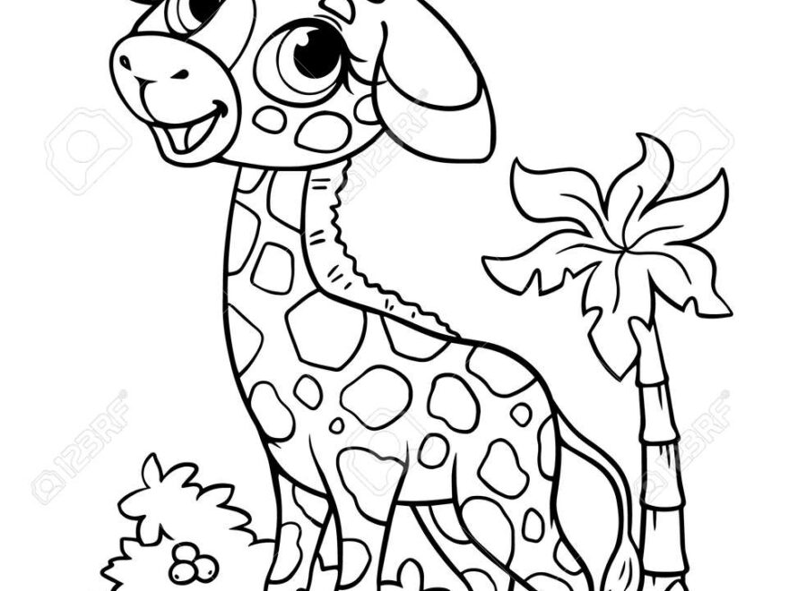 Giraffe Little Kid Coloring Book Black And White Outline Zoo Animals Of Africa Illustration For Children Coloring Book Cartoon Characters Isolated Royalty Free SVG Cliparts Vectors And Stock Illustration Image 168667650