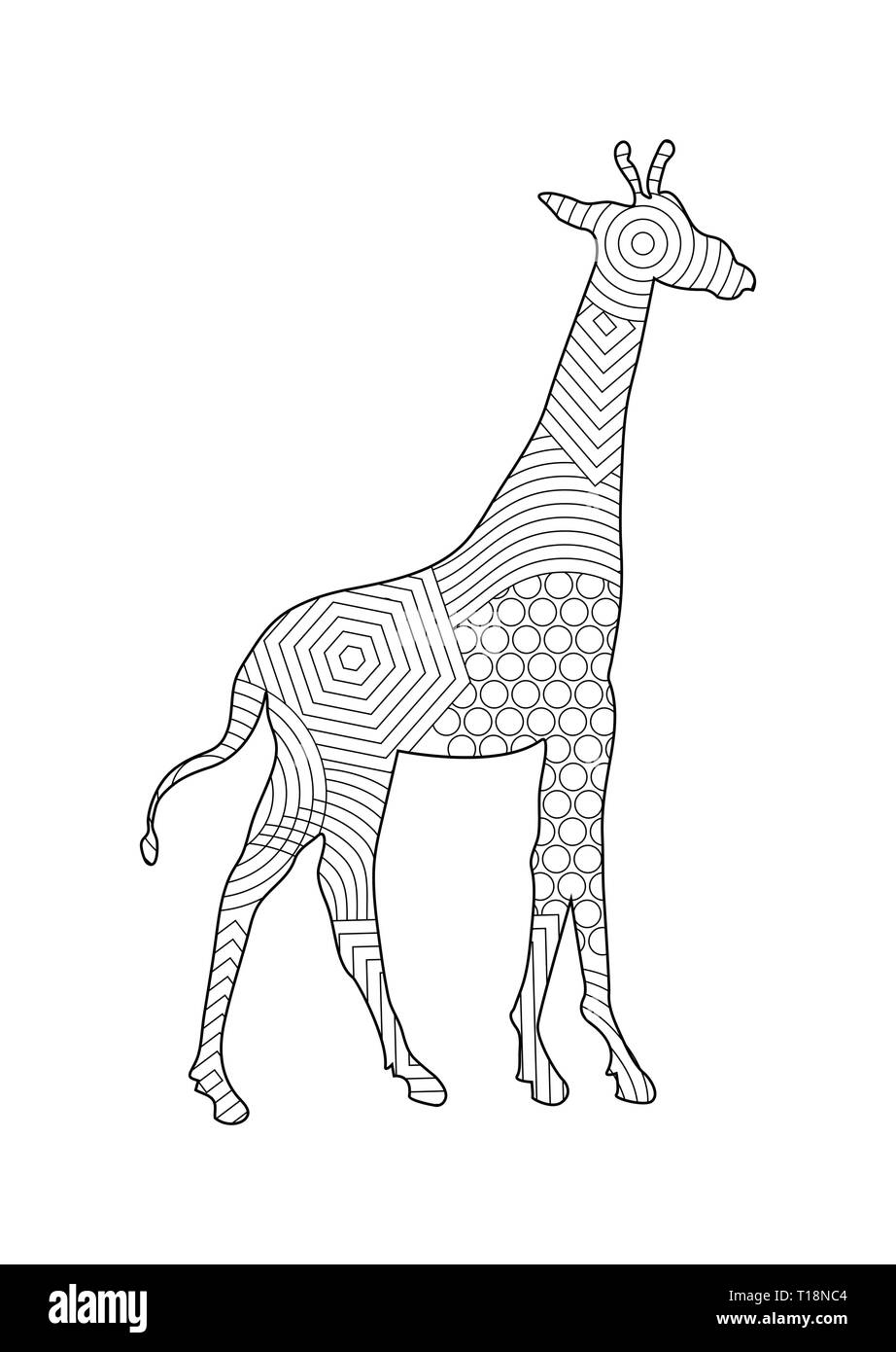 Giraffe Pattern Coloring Book For Kids And Adults With Patterns And Small Details Stock Vector Image Art Alamy