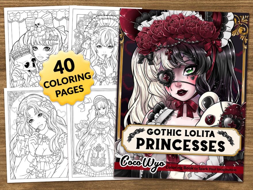 Gothic Lolita Princesses Fashion Coloring Book For Relaxing By Coco Wyo Etsy
