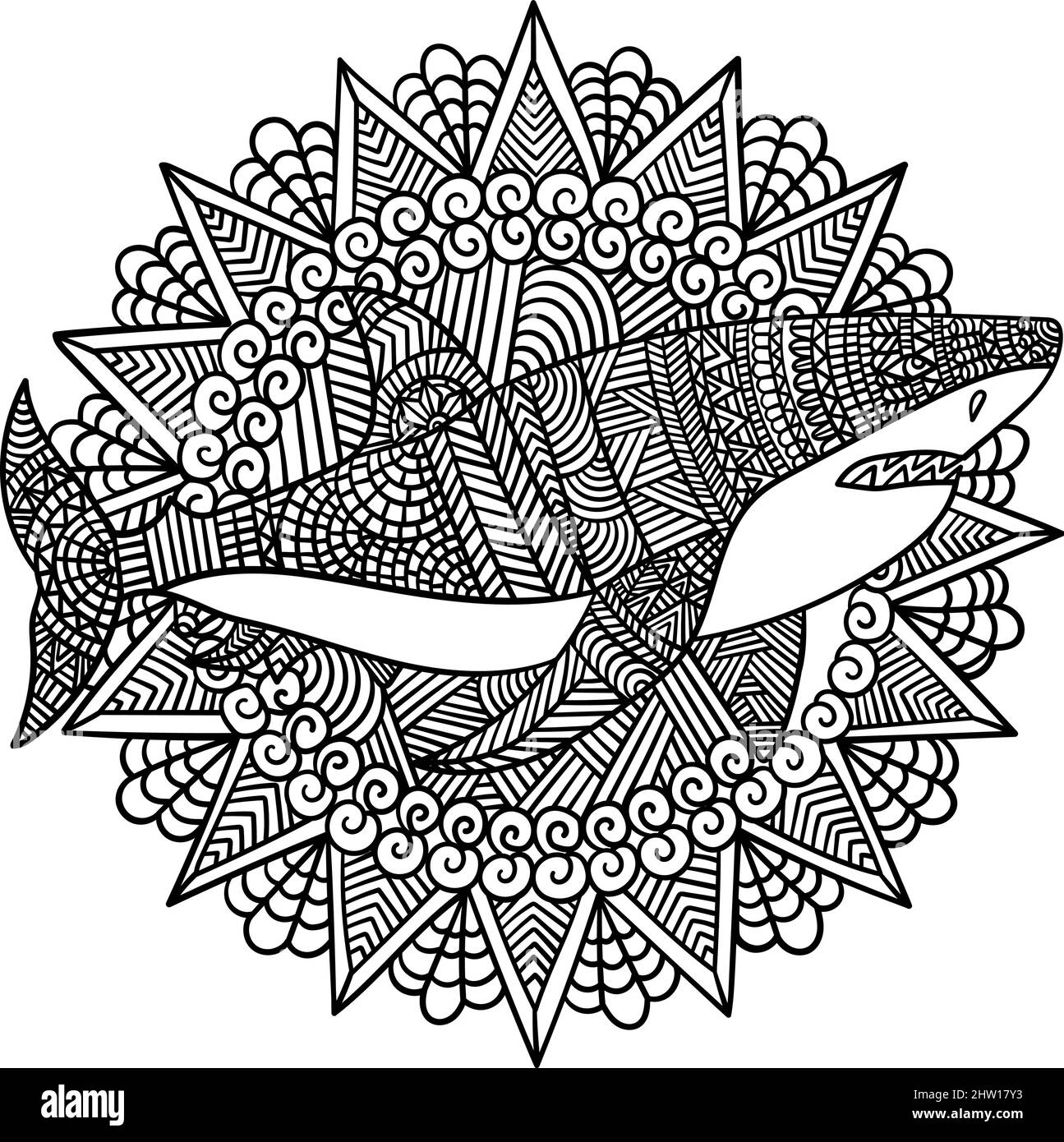 Great White Shark Mandala Coloring Page For Adults Stock Vector Image Art Alamy Great White Shark Mandala Coloring Page For Adults Stock Vector Image Art Alamy