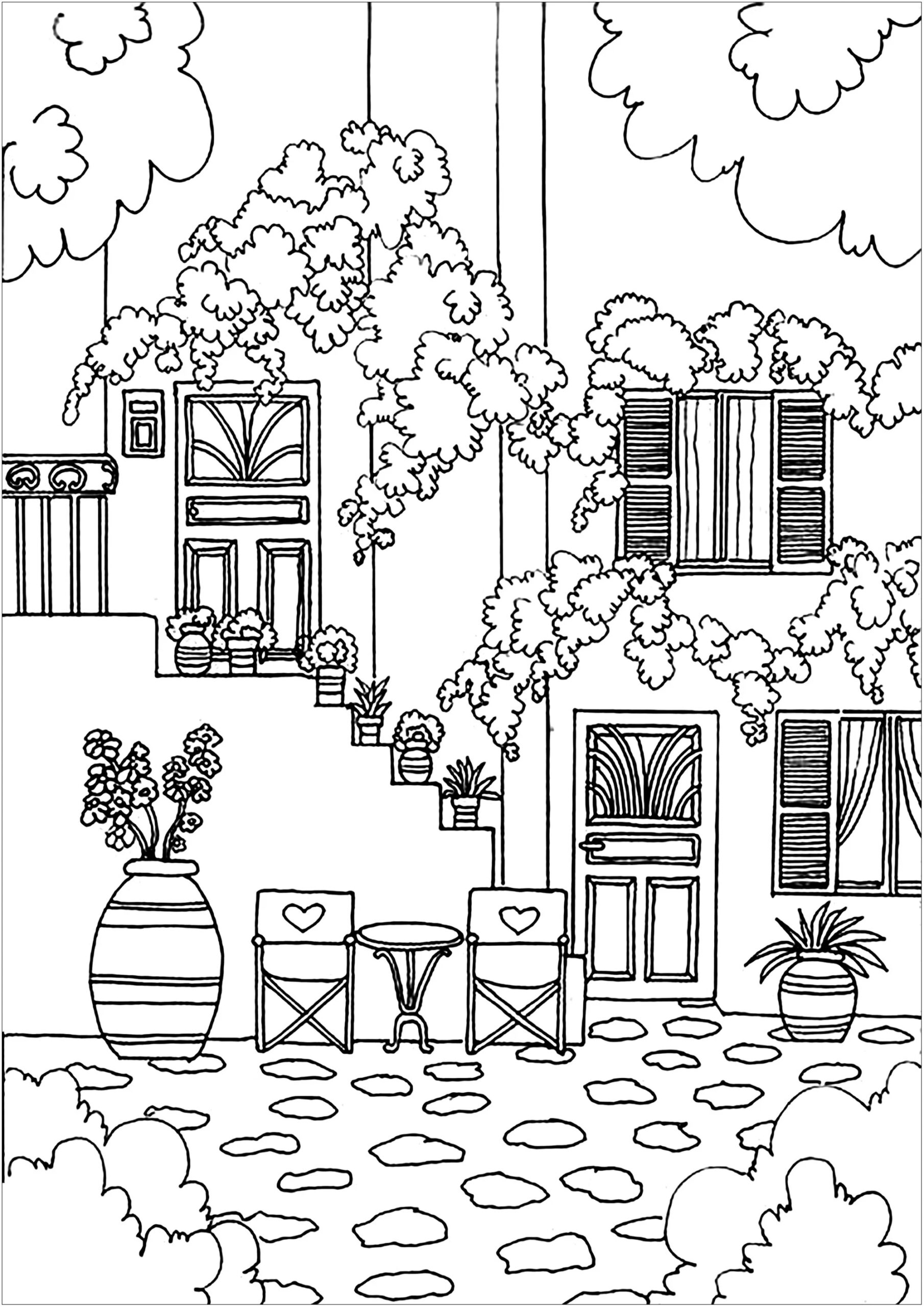 Greek House Architecture Cities And Houses Coloring Pages For Adults Greek House Architecture Cities And Houses Coloring Pages For Adults