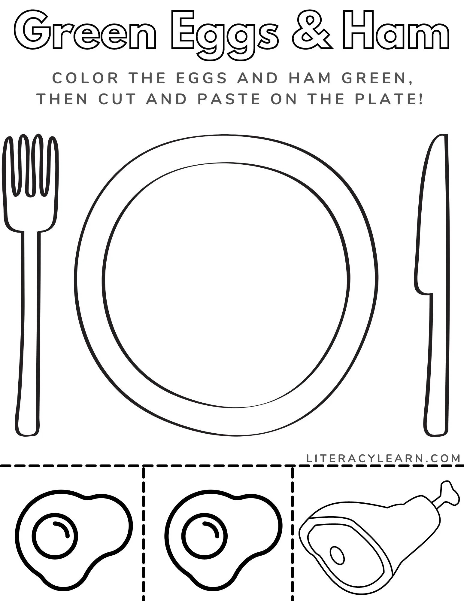 Green Eggs Ham Printable Worksheet Literacy Learn