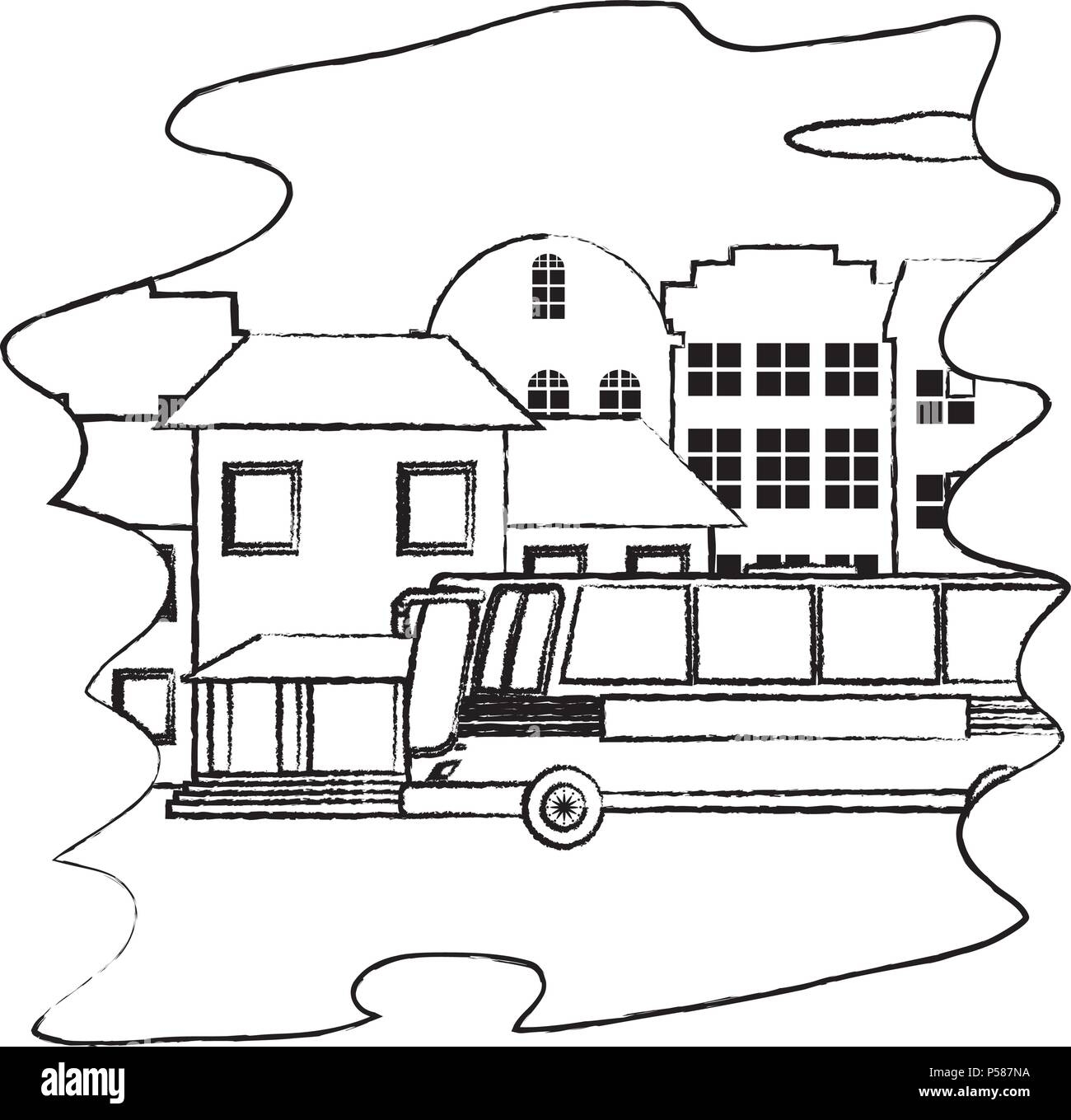 Grunge Bus School Transportation With City House Vector Illustration Stock Vector Image Art Alamy Grunge Bus School Transportation With City House Vector Illustration Stock Vector Image Art Alamy