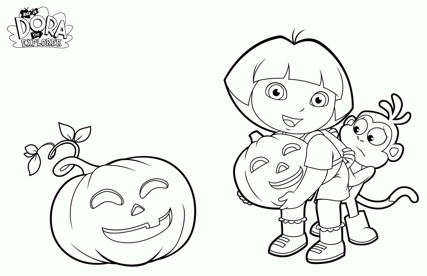 Halloween Coloring For Kids With Dora Halloween Coloring Pages For Kids