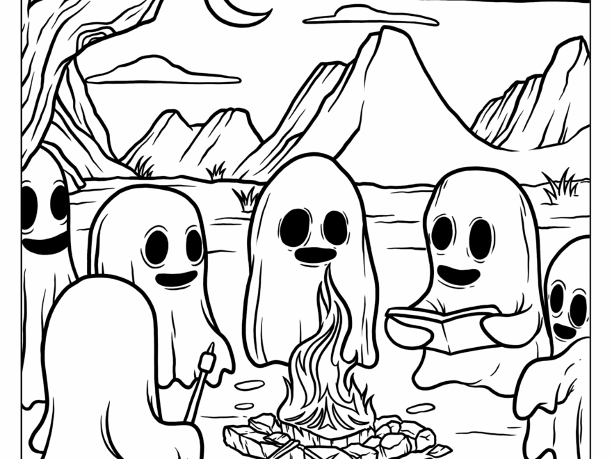 Halloween Ghost Coloring Pages For Kids Ashley Yeo