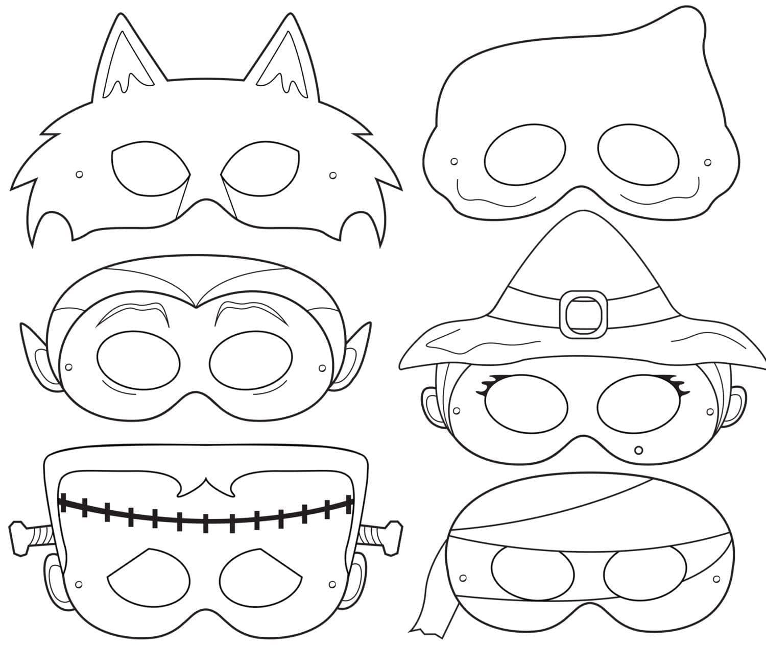 Halloween Masks Coloring Page Download Print Or Color Online For Free