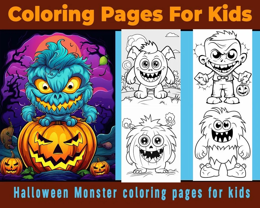 Halloween Monster Coloring Book Monster Coloring Pages Halloween Coloring Pages For Kids Kids Activities Book Etsy